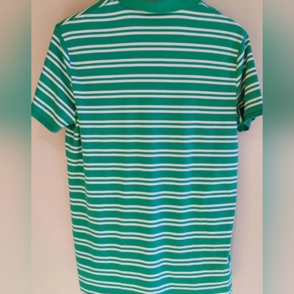 Ralph Lauren Mens Polo Shirt XL Green Striped Cotton - Picture 2 of 7